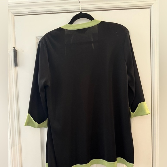 Misook Cardigan Sweater Black with Green Trim Womens size Medium - Picture 4 of 6